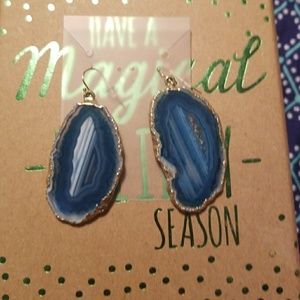 Gold and blue earrings